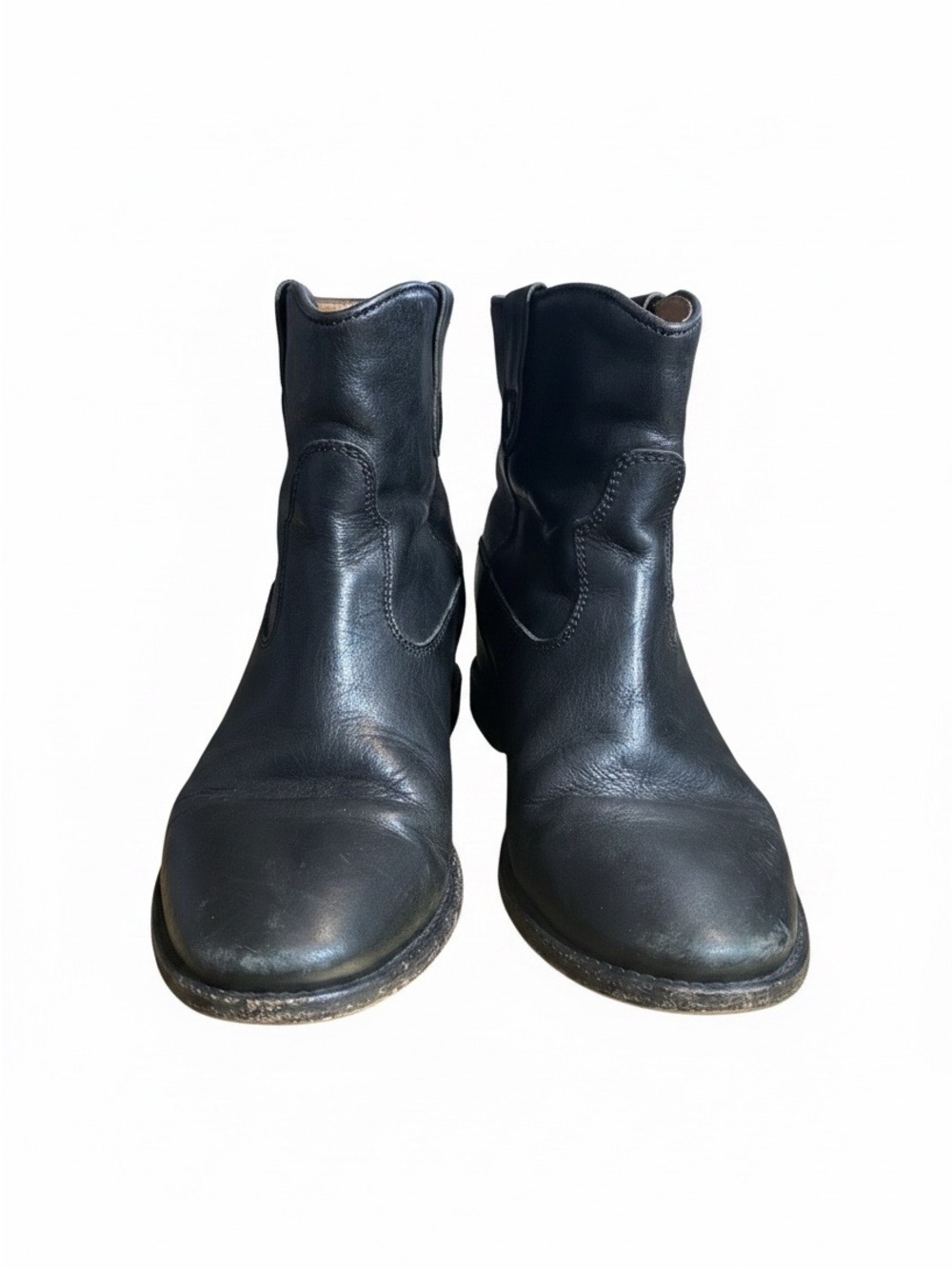 ISABEL MARANT Black Leather Western Ankle Boots Women sz 39 US 8
